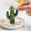 Cactus Jewelry Holder Ceramic Trinket Dish Ring Earrings Display Stand Necklace Organizer Tray Gift for Women Mother Girls