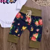 3 sztuk Born Baby Girl Ubrania Letnie Body Bodysuit Romper Kwiatowy Drukowany Z Długim Rękawem T Shirt Ratuje spodnie Kombinezon dla niemowląt 210713