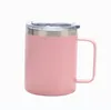 12 oz tasse avec poignée en acier inoxydable isolation bureau gobelet glace tyran café chopes à bière et couvercle voyage jus tasses KKB7935