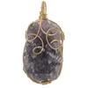 Wire Wrapped Natural Irregular Raw Amethyst Cluster Pendant Necklace Reiki Healing Purple Druzy Crystal Handmade Necklaces Gemstone Quartz Geode Unisex Jewelry