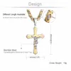 Кристиан Иисус крест кристалл кулон ожерелья толстые ссылки византийские цепные окрашивания мужчин ювелирных изделий подарок Colar 21.65 MN79 x0707