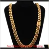 8 mm/10 mm/12 mm/14 mm/16 mm roestvrijstalen sieraden 18K vergulde hoog gepolijste Miami Cuban Link ketting Punk Curb Chain K3587