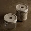 Frasco de vidro selado transparente capa de madeira recipiente de armazenamento doces café caddies Caixa de chá alimento alimentos à prova de umidade hermética