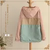 Giacca primaverile da donna manica lunga con cappuccio casual cappotti corti donna Fashaoin due lati indossano giacca a vento color patchwork 210525