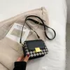 girls designer handbags autumn winter retro texture worsted plaid kids small square bag lady parent-child cross body bag zero wallet F931