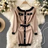 Nuovo design Fashion femminile sexy sexy elegante a petto singolo patchwork a maniche lunghe a maniche lunghe abbigliamento a matita blocco color blocco sho223h