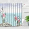 Sollievo Fiori bianchi Cigno Tende da doccia Perla Diamante Design Acqua Stampa 3D Vasca da bagno Decor Ganci Tenda da bagno in tessuto Set 211116