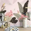 Nouveau Design Texture papier peint moderne plante tropicale feuilles rose oiseaux Mural salon chambre Restaurant papier peint pour mur 3D