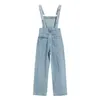 Overaller Pants Suspender Jeans Spring Plus Size Streetwear Baggy Braces Vintage Blue Mom Denim Trouser 210809