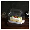 Rensa Pet Cake Box med Handtag Ost Swiss Roll Förpackning Box Portable Baking Party Dessert Boxes