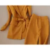 Women's pants suit high-quality professional wear interview Ladies blazer jacket Elegant wide-leg Two-piece 210527