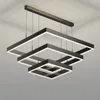 Lámparas de araña Led minimalistas modernas para sala de estar, diseño cuadrado negro, iluminación para el hogar de calidad, comedor, dormitorio, lámpara de salón