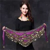 Kvinnor Belly Dance Costume Hip Tillbehör Bälte Skirt Bellydance Mynt Silk Scarf Waist Chain Wrap Crystal Adult Dancewear