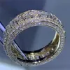 Smycken fyller full t prinsessan klippt vit topas cz diamant ädelstenar party moissanite kvinnor bröllop band ring för kärlek gåva mzgd