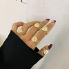 Nyaste stil mode guld färgkedja ring för kvinnor A-Z brev Justerbar öppningsring smycken femelle bague
