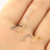 TIANCIFBYJS CZ Gem Zircon L Shape Stud Screw Nose Piercing for women men punk body piercing nose rings