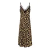 ドントネットドレス女性夏のカジュアルなファッションセクシーなヒョウプリントスプリットエンドレーススリーブテルミッド - ふくらふAラインX0529