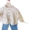 Baby Floral Shirt Lente en Zomer Stand-Up Kraag Meisjes Buitenlandse Stijl Leuke Katoen Lange Mouwen P4592 210622