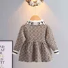 Herfst winter meisje trui jurk prinses kinderen baby kinderen doek trui zoet gebreide dressrs boog jumper 1-5Y 211201