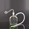 New Square Glass Oil Burner Bong Water Pipes with Recycler Mini Dab Rig Hand Bongs with 10mm Male Oils Burners Pipe and Hose