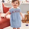 Spain Kids Clothes Toddler Smocked Dresses for Girls Baby Peter Pan Collar Smocking Frocks Children Hand Made Embroidery Dress 210303