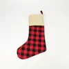 Christmas Stockings Buffalo Plaid Long Socks Xmas Tree Decoration Large Size Cotton Linen Gift Bag Children's Santa Claus Gifts Storage Pouch Hanging Pendant B7765