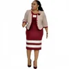 5XL 6XL Plus Size Women Two Piece Dress Jacket Tops And African Dresses Elegant Design Office Lady Suit