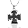 Knights Templar Iron Men's Necklace Cross Pendant Necklaces 24Inch Chain Stainless Steel Jewelry