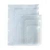 A5 A6 A7 Klar stansade bindemedelsfickor för anteckningsbok 6 Hål Zipperf Insert Bag PVC Frosted Notebook Pockets Enruple Storage Mappers8943345