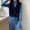 Women's Vests Women Sweaters Autumn Winter 2021 Korean Style Casual V Neck Short Knitted Sweater Vest Sleeveless Pullover Waistcoat Tops