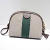 7A Women Cross Body Bags Green Red Striped Two Letters Metallic Canvas Brown Leather Flap Bag 499621 Designer Handbag Alma Shell Dome Shape With Box 23.5cm G14