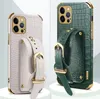 Cuir d'affaires de luxe Crocodile Texture Cover Phone Case holder Etuis portefeuille Support de bracelet Pour iPhone 15 14 13 12 11 mini Pro Max Xs Xr 6 7 8 PLUS