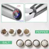 Stainless Steel Pepper Shaker Electric Salt and Grinder Set with Metal Stand Kitchen Tools Gravity Automatic Spice Mill 210712