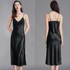 Casual Dresses Spring Summer Women Ladies Silk Sexy Camisole Nightdress V-Collar Solid Off Shoulde Big Size Dress