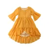 Pudcoco Bébé Enfants Fille Automne Boho Robe Volants À Manches Longues Robe Longue Fête Princesse Robes De Plage Filles Enfants Vêtements 1-6Y Q0716