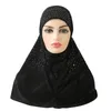 Högkvalitativ medelstorlek 70 * 60cm Muslim Hijab med spetsdrag på islamisk halsduk Head Wrap Pray Scarves Womens Headwear Hat