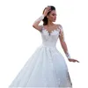 Vintage spetsbollklänning bröllopsklänningar 2021 illusion bodice ren lång ärm rygglös prinsessan klänning juvel nacke brud klänningar9438420