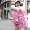 -30 Cappotto lungo parka impermeabile per bambini russo New Winter piumino impermeabile per abbigliamento per ragazze abiti spessi e caldi tute da neve H0910