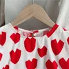 Arrivo estivo Ragazze Fashion Heart Dress Kids Cotton Design coreano es Baby Girl 210528