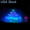 Halloween LED Light Ice Cube Artifical Flytande Sensor Lighting Crystal Cubes Flash För Jul Bröllop KTV Bar Party Decoration 7 Färg USAlt