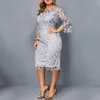 6XL Plus Size Sukienka Przezroczyste Kwiatowe Drukowane Dorywczo Koronki Patchwork Dress Eleganckie Kobiety White Rose Blackt Ołówek Sukienki 2021