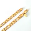 Impressionante colar com pingente de corrente de ouro amarelo sólido 24K real GF italiano Figaro 22" polegadas presente masculino 10 mm 55 cm