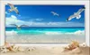 Bakgrundsbilder Custom Po Wallpaper 3D väggmålning för väggar 3 d Fantasi strand Seaside Seagull Vardagsrum TV Bakgrund Väggpapper