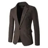 Men's Suits & Blazers Blazer Jacket Herringbone Sport Coat Smart Formal Dinner Cotton Slim Fit One Button Notch Lapel Casual Coffee
