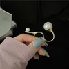Cluster Rings VSnow Unique Design Oversize Gold Color Undulation Pearl Ring For Women Fairy Fashion Open Metal Party Jewellery Wholesale