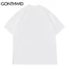 GONTHWID T-Shirt Streetwear Cartoon Fighting Bears Magliette a manica corta Hip Hop Harajuku Moda Casual Cotone Allentato Magliette Top C0315