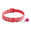 Adjustable Cat Collar With Bell Toy Fashion Buckle Polyester Collars For Cat Pet Neck Strap 19 Colors