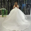 Princess Lace Ball Gown Wedding Dresses Off the Shoulder Sequined Court Train Lace-up Back Appliques Plus Size Bridal Gowns