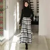 Slim Office Korean Plaid Pant High Waist Byxor Capris Mode Kvinnor Casual Wide Ben Byxor Kvinna Höst Vinter 211124