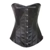 Gothique Stempunk Overbust Bustiers Noir Overbust Corsets Avant Acier Busk PU Cuir Taille Formation Corsets 211208